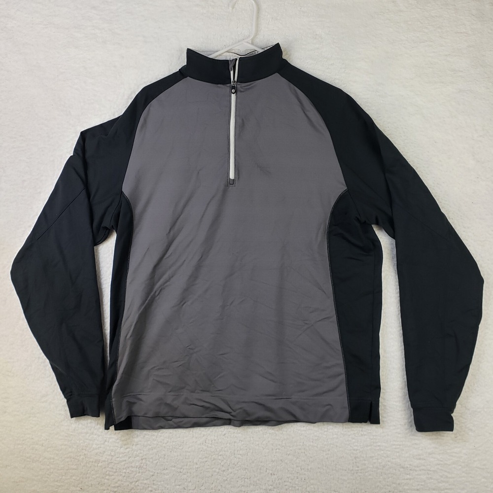 FootJoy Sweater Mens‎ Large Gray 1/4 Zip Pullover Golf Shirt Solid FJ Logo